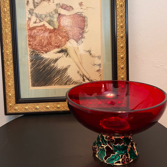 Vintage Telaflora Red Bowl with Jewel Detail