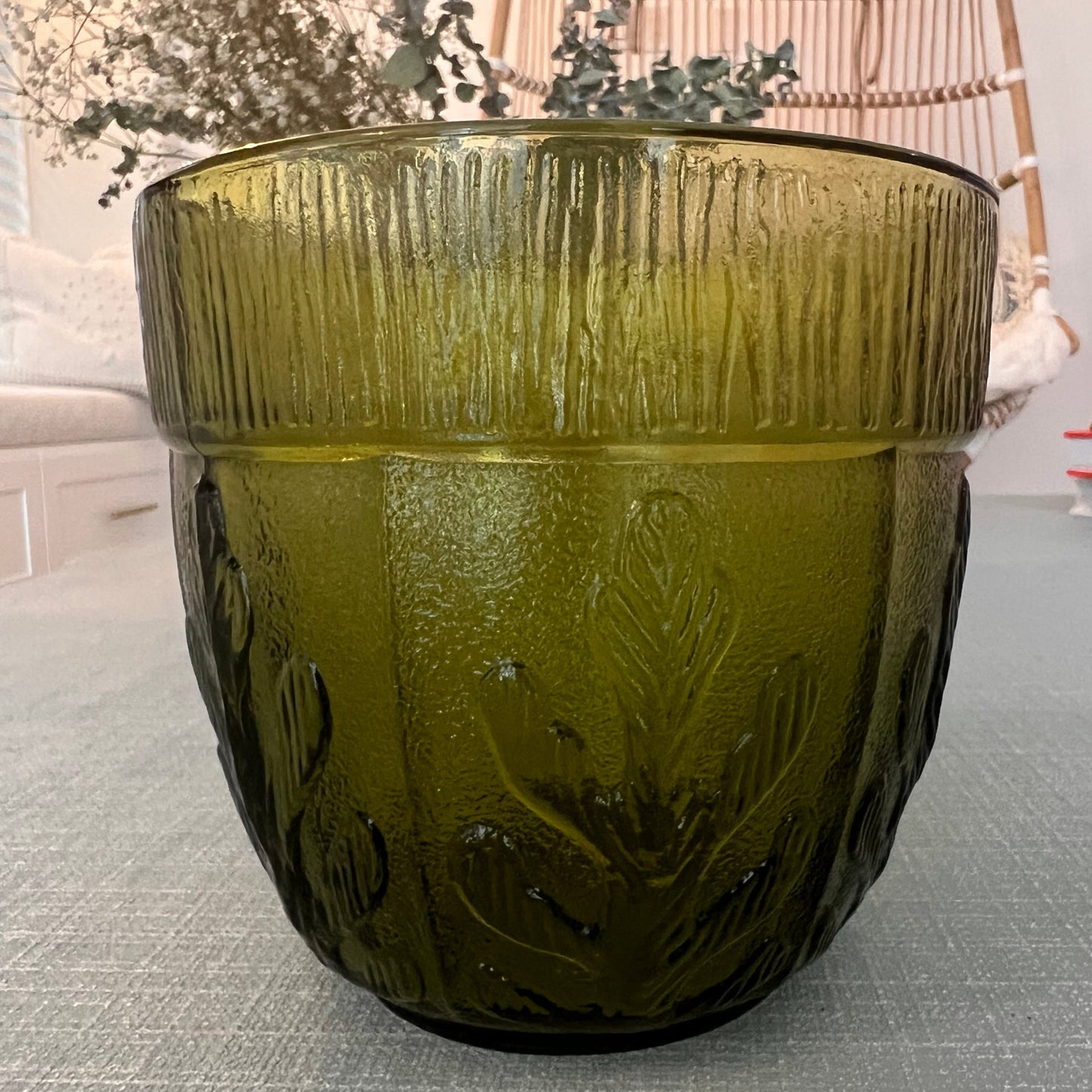 Green Vintage FTD Glassware