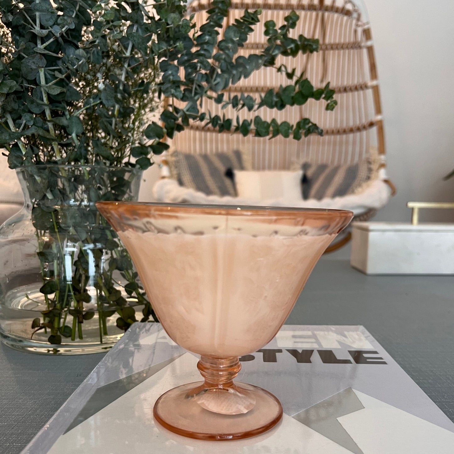 Vintage Pink Glass Bowl Infused with our Rose Scent