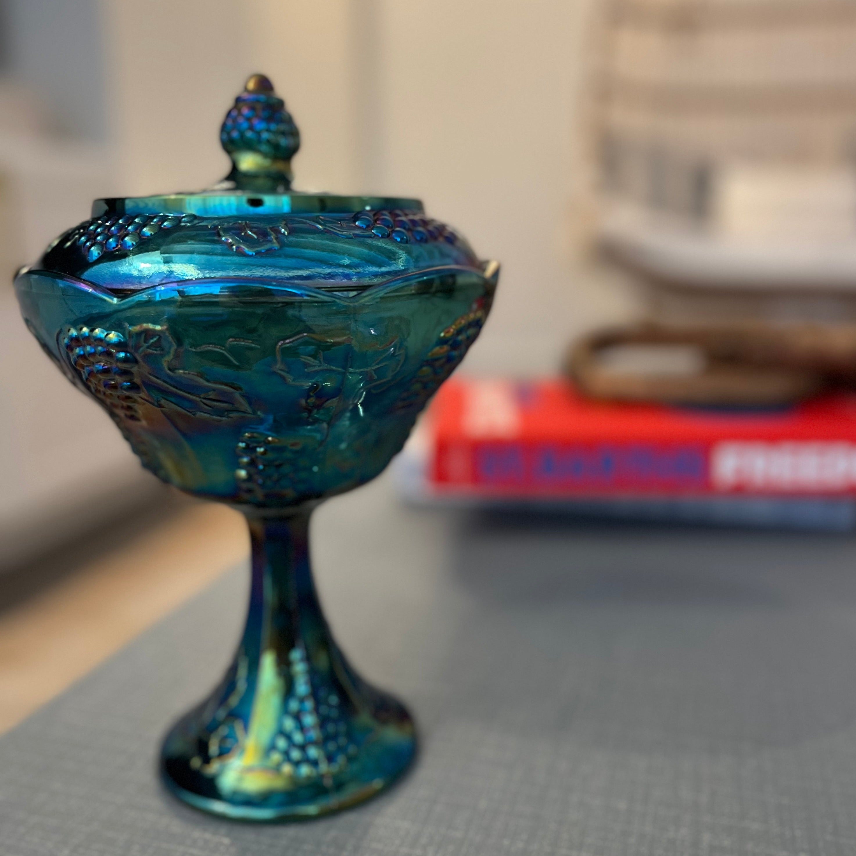 Vintage selling Blue carnival glass