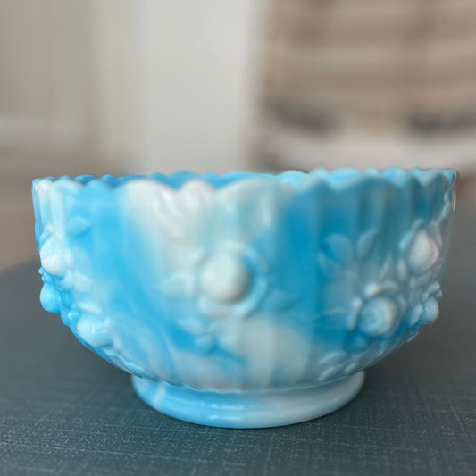 Vintage Fenton Blue Satin Milk Glass Custom Candle